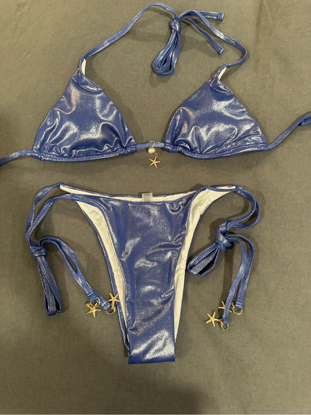 Shimmery Blue Two-Piece Bikini with Star Charms
